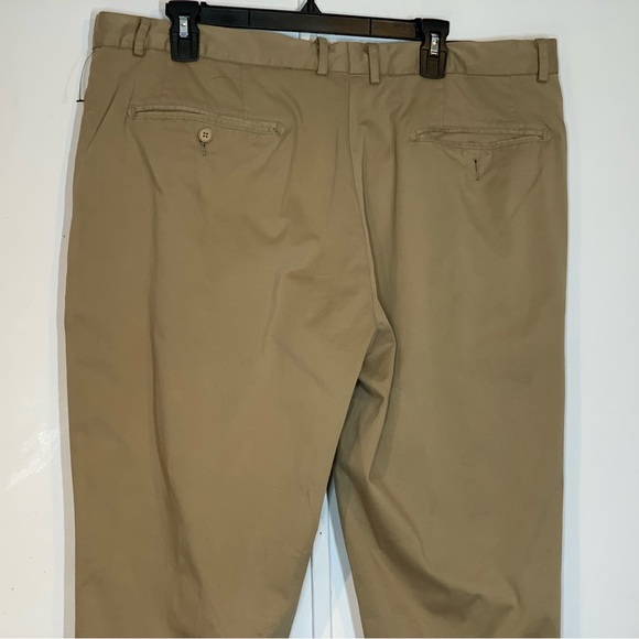 NORDSTROM Trim Straight Leg Stretch Flat Front Chino Trousers in Tan Desert - Picture 8 of 13